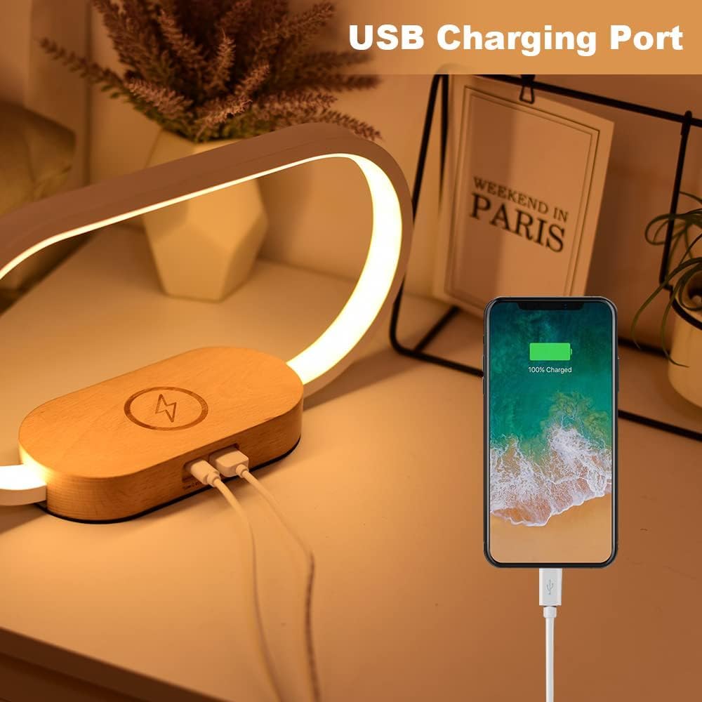 Wireless Charging Bedside Table Lamp with Clock – Lumora | Kalsten
