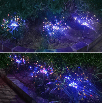 New Ground Plug Solar Fireworks Light LED Light String Copper Wire Outdoor Garden Decoration Star Lights Christmas Lights | Kalsten