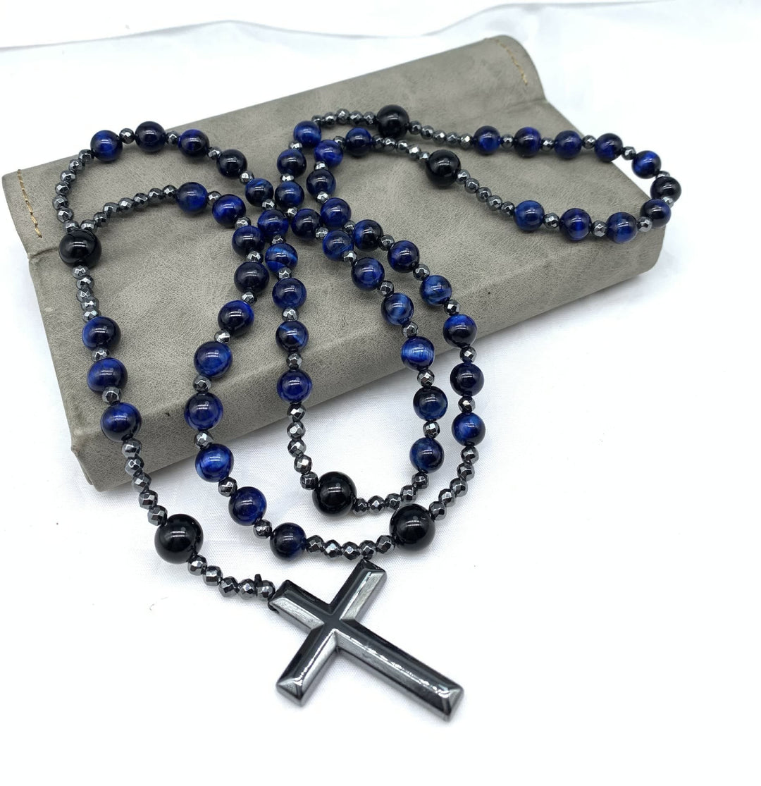 Kalsten | Orion Spiritual Necklace with Tiger Eye & Lapis Lazuli – Men's Rosary