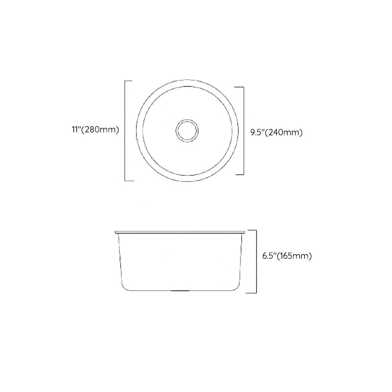 Kalsten | Classic Round Sink Stainless Steel Built-in Sink Non-Slip Round Basin for the Kitchen