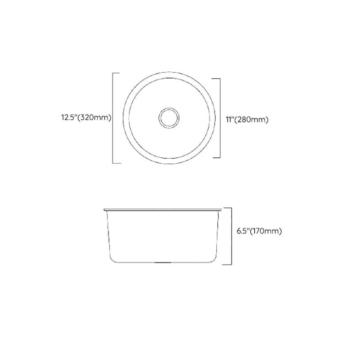 Kalsten | Classic Round Sink Stainless Steel Built-in Sink Non-Slip Round Basin for the Kitchen