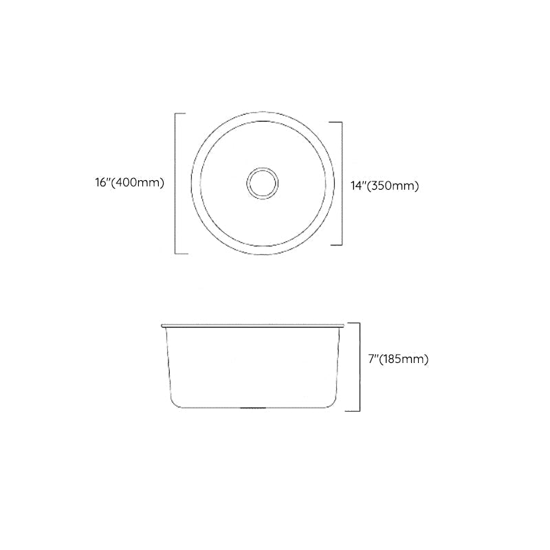 Kalsten | Classic Round Sink Stainless Steel Built-in Sink Non-Slip Round Basin for the Kitchen
