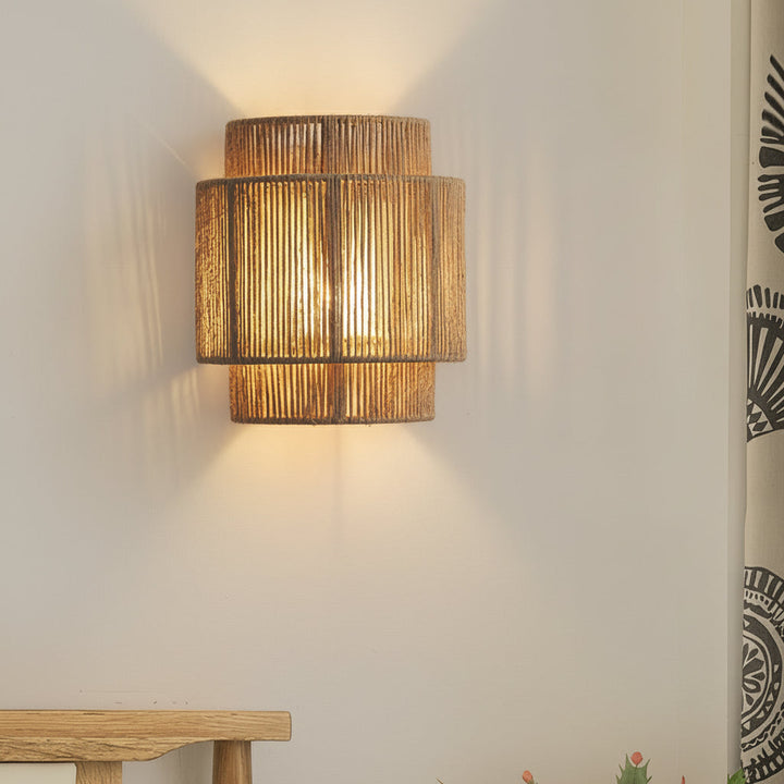 LED Wall Sconce Light – Japanese Wabi-Sabi Hemp Rope (25x23cm / 9.8x9in) | Kalsten