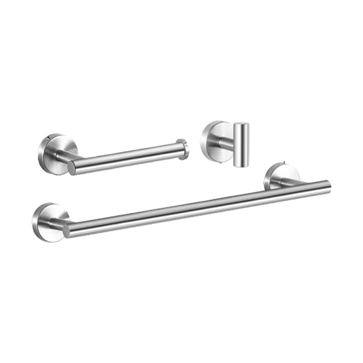 Kalsten | Modern Bathroom Hardware Set in Stainless Steel Brushed Chrome Towel Bar/Ring & Bathrobe Hook