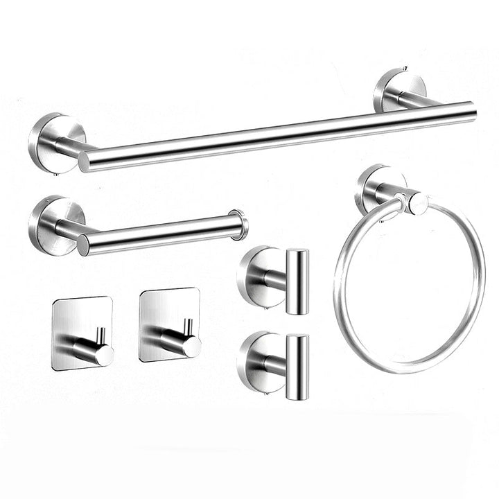 Kalsten | Modern Bathroom Hardware Set in Stainless Steel Brushed Chrome Towel Bar/Ring & Bathrobe Hook