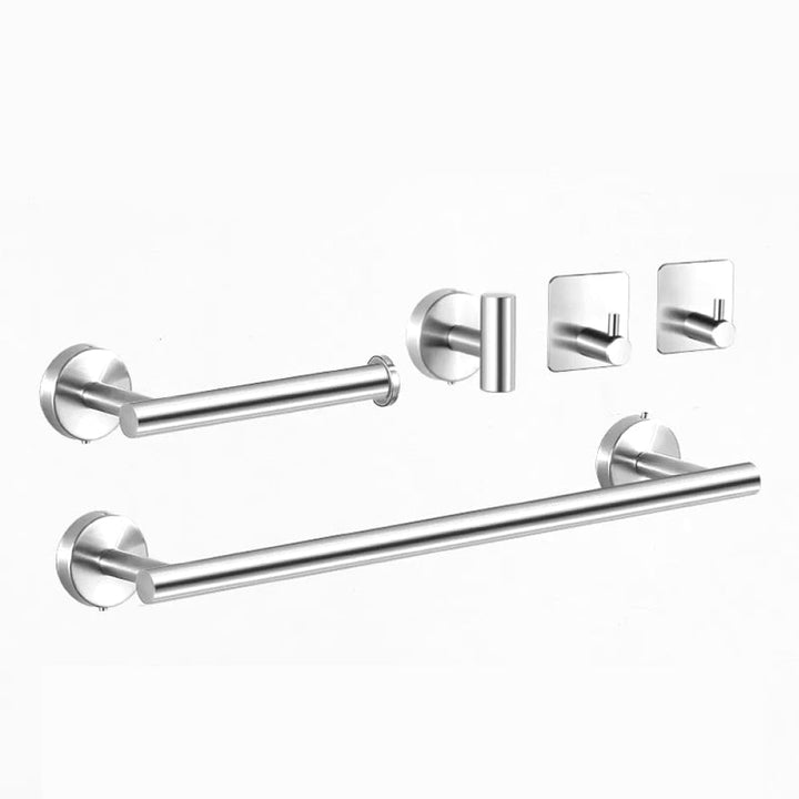 Kalsten | Modern Bathroom Hardware Set in Stainless Steel Brushed Chrome Towel Bar/Ring & Bathrobe Hook