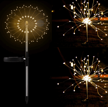 New Ground Plug Solar Fireworks Light LED Light String Copper Wire Outdoor Garden Decoration Star Lights Christmas Lights | Kalsten