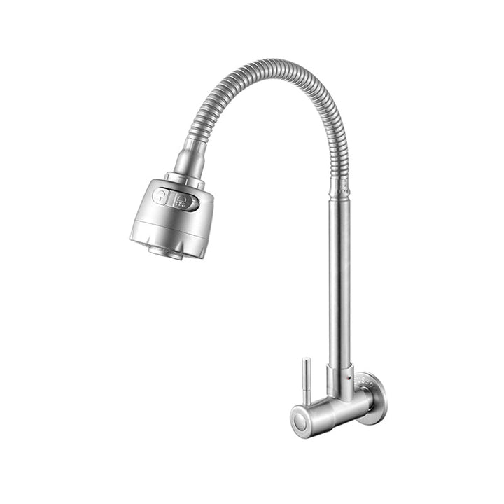 Kalsten | Modern Bridge Water Faucet 304 Stainless Steel Knob Handle Swivel Spout Wall Mounted Faucet