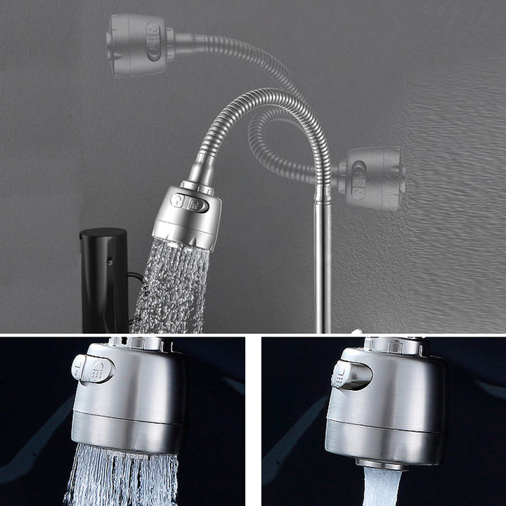 Kalsten | Modern Bridge Water Faucet 304 Stainless Steel Knob Handle Swivel Spout Wall Mounted Faucet