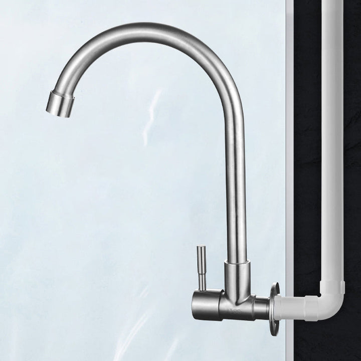 Kalsten | Modern Bridge Water Faucet 304 Stainless Steel Knob Handle Swivel Spout Wall Mounted Faucet