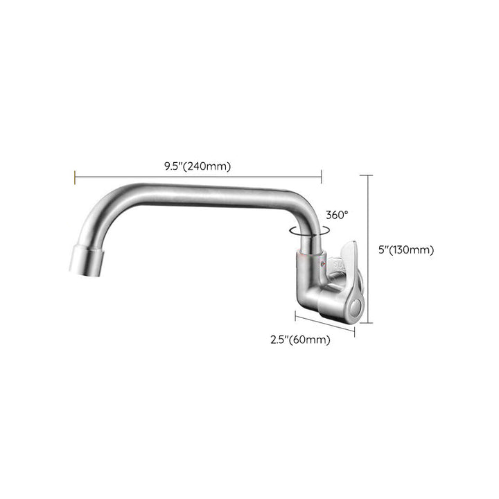 Kalsten | Modern Bridge Water Faucet 304 Stainless Steel Knob Handle Swivel Spout Wall Mounted Faucet