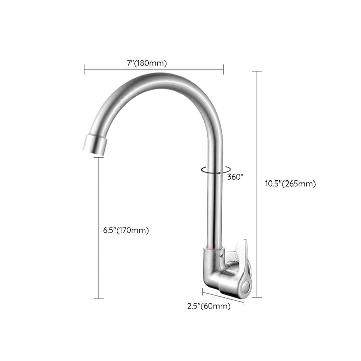 Kalsten | Modern Bridge Water Faucet 304 Stainless Steel Knob Handle Swivel Spout Wall Mounted Faucet