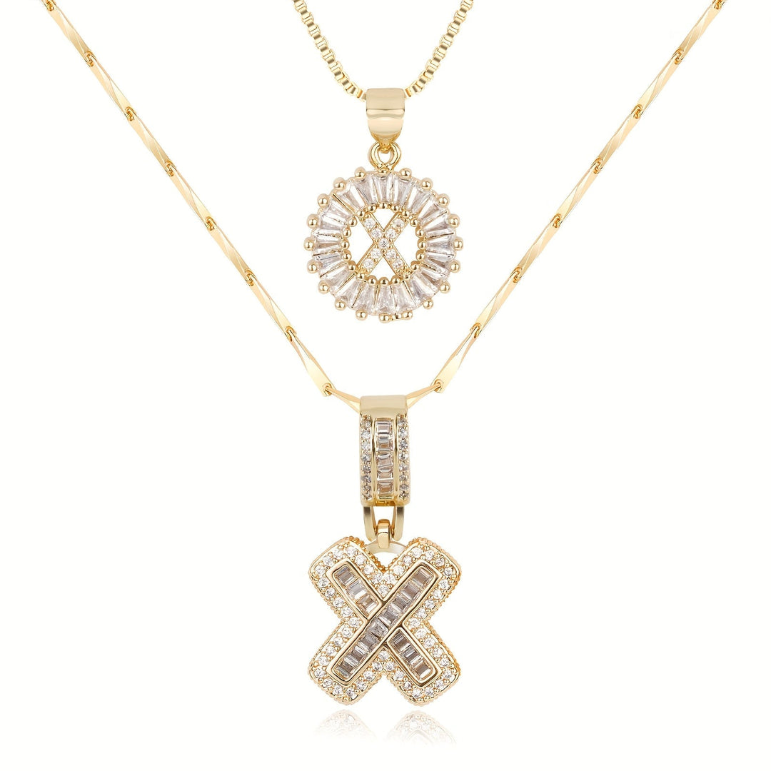 Kalsten | 2pc 14k Diamond Letter Initial Necklaces