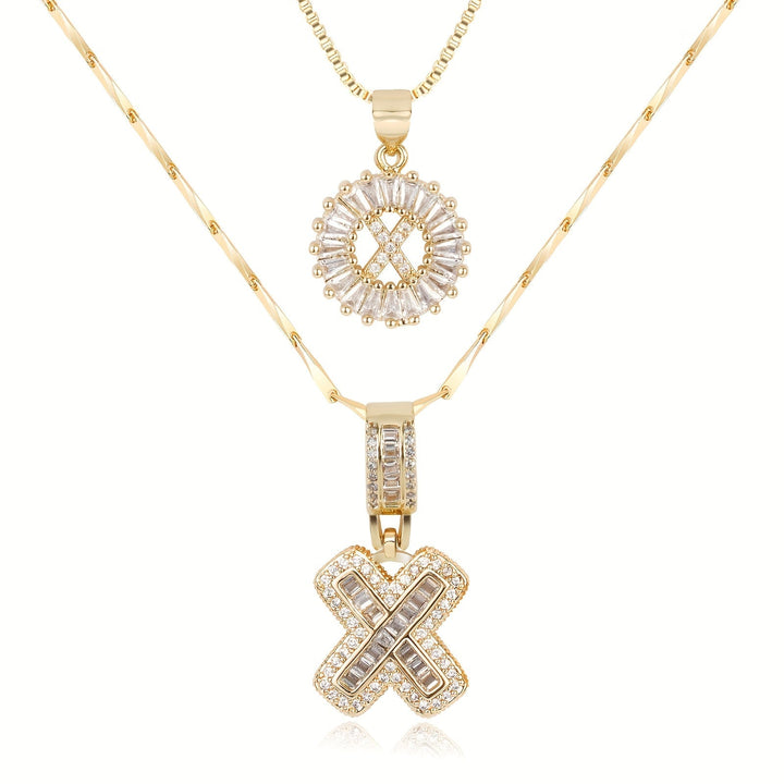 Kalsten | 2pc 14k Diamond Letter Initial Necklaces