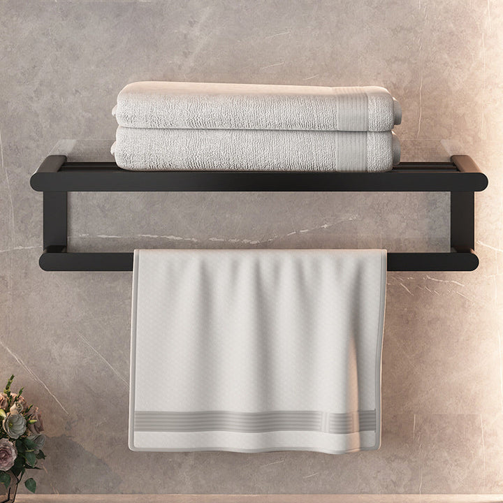 Kalsten | Modern Bathroom Set with Bath Shelf/Towel Holder & Paper Holder Black Bathroom Hardware
