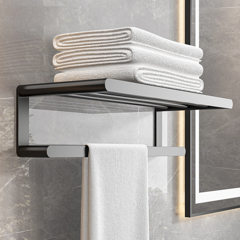Kalsten | Modern Bathroom Set with Bath Shelf/Towel Holder & Paper Holder Black Bathroom Hardware