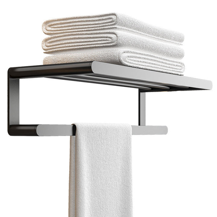 Kalsten | Modern Bathroom Set with Bath Shelf/Towel Holder & Paper Holder Black Bathroom Hardware