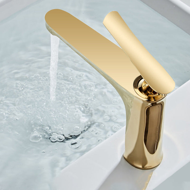 Kalsten | Luxury 1 Handle Sink Bathroom Faucet Round Brass Sink Faucet with Water Hose