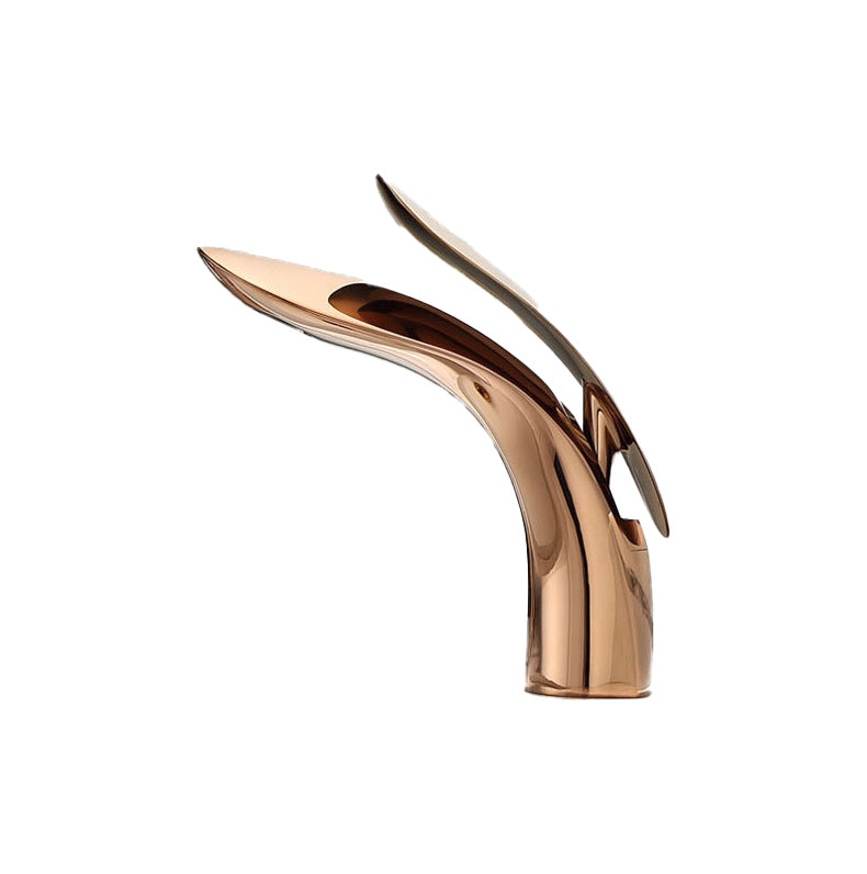 Kalsten | Brass 1-Hole Basin Faucet Lever Handle Sink Faucet Round Modern Faucet for Bathroom