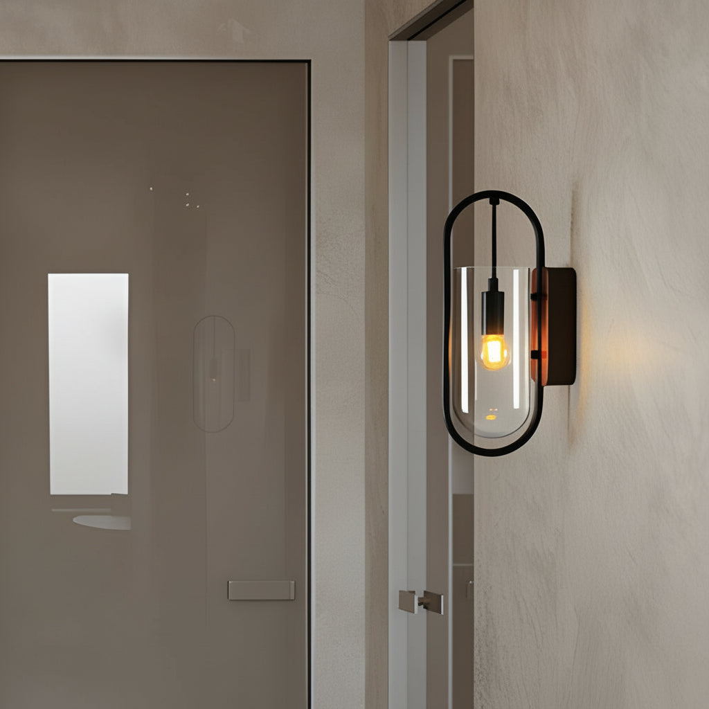 LED Wall Sconce Light – Nordic Retro Wood Base Glass Shade (24x15cm / 9.4x5.9in) | Kalsten