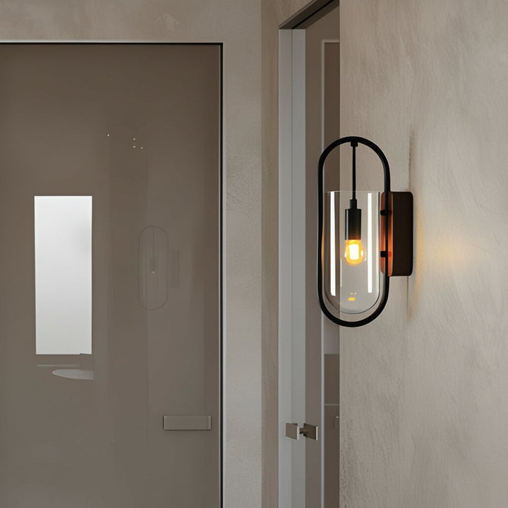 LED Wall Sconce Light – Nordic Retro Wood Base Glass Shade (24x15cm / 9.4x5.9in) | Kalsten