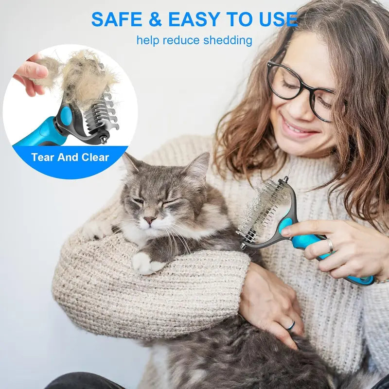 Double-sided pet grooming brush - End the hair chaos and enjoy quiet, cozy cuddle hours | Kalsten