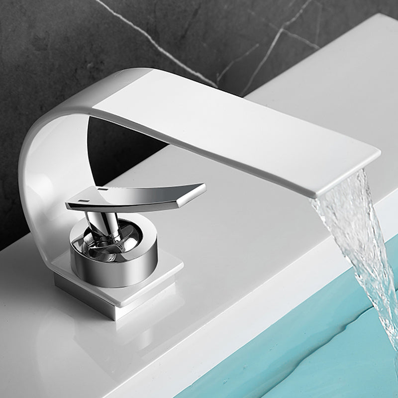 Kalsten | Waterfall Spout Widespread Sink Faucet Modern Metal Widespread Sink Faucet