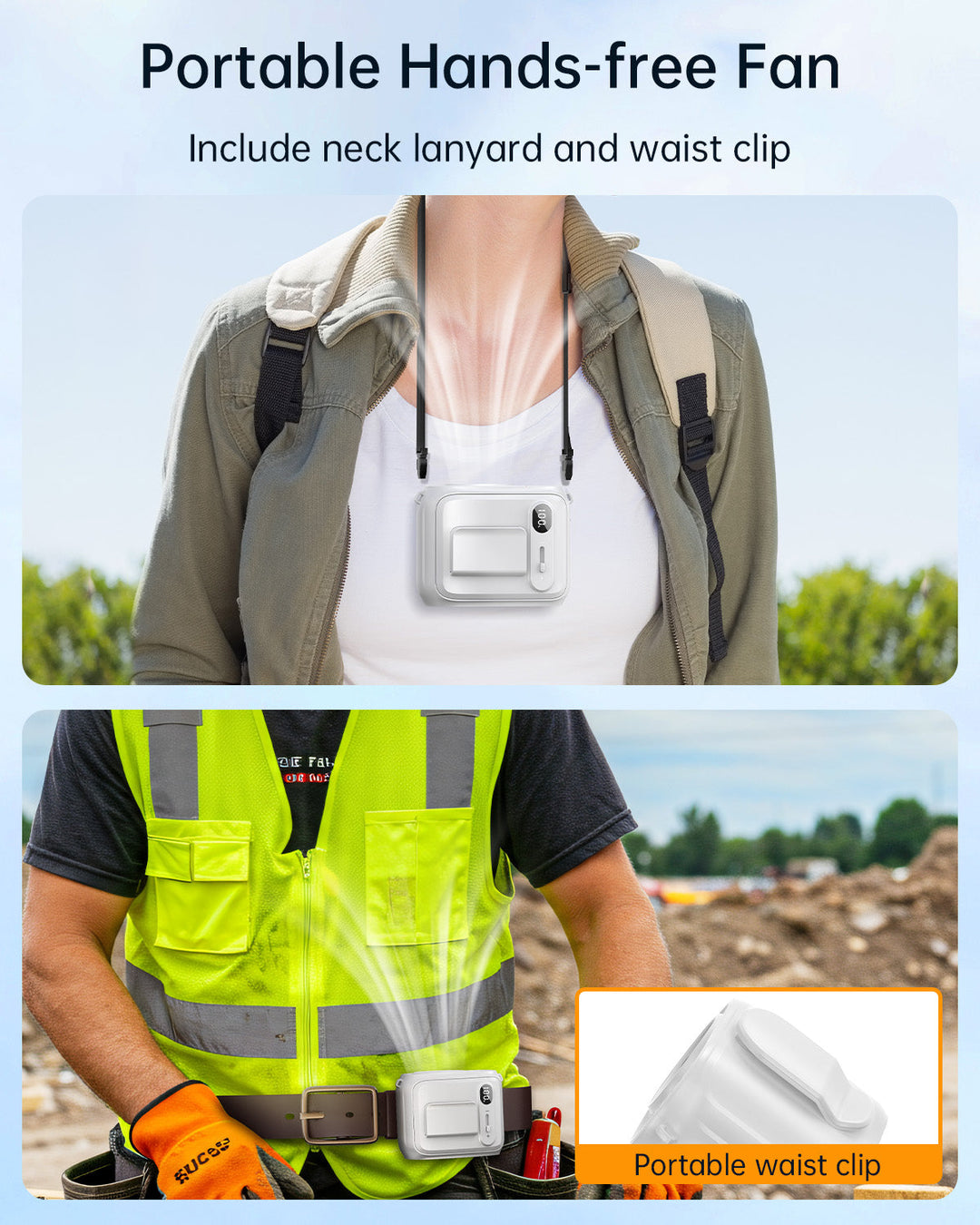 Waist Fan Hands-Free Personal Neck Fan for Outdoor Camping | Kalsten