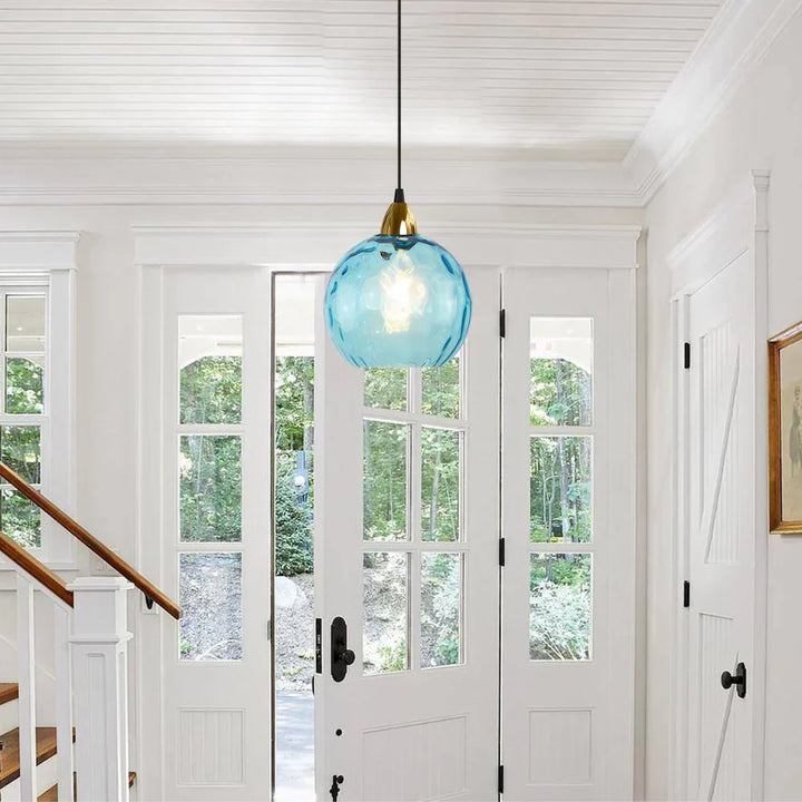 Pendant Light Ripple Glass 7.9 in Sphere Adjustable Dining Room Kitchen Hanging Ceiling Lamp Modern Nordic Minimalist Fixture | Kalsten