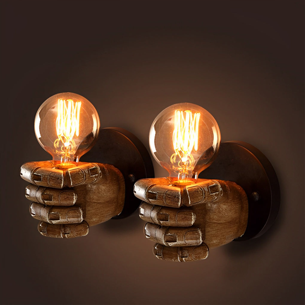Resin Hand Fist Shaped Retro Industrial Style Wall Lamp Wall Sconce Lighting | Kalsten