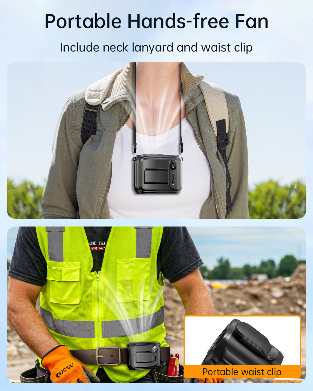 Waist Fan Hands-Free Personal Neck Fan for Outdoor Camping | Kalsten