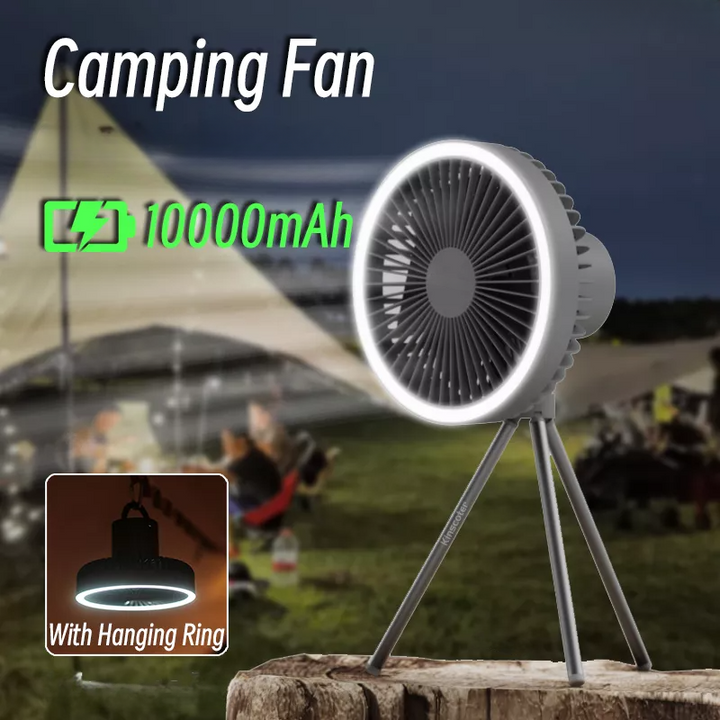 Portable Rechargeable Fan with LED and Built in Power Bank | Kalsten