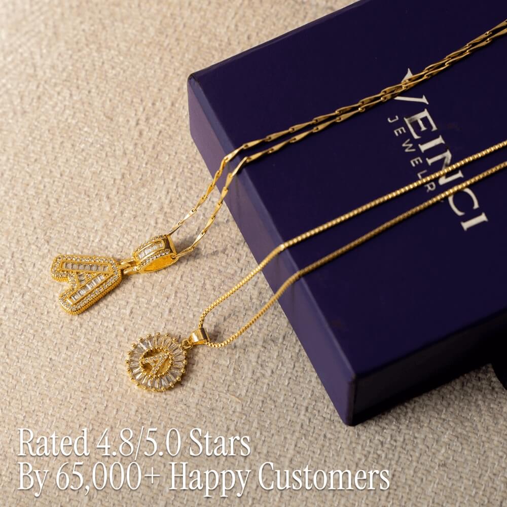 Kalsten | 2pc 14k Diamond Letter Initial Necklaces