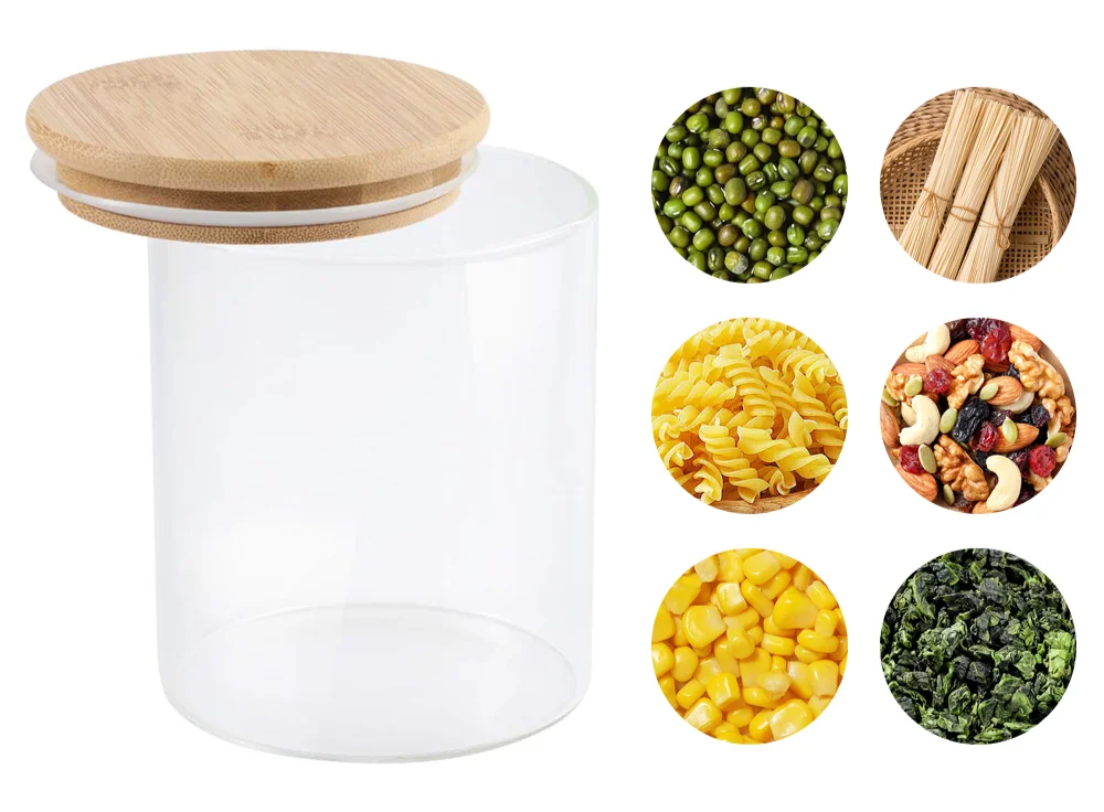 PureVorrat Glass Container Set – Storage Jars with Wooden Lid | Airtight & Stylish | Modern Kitchen Storage | Kalsten