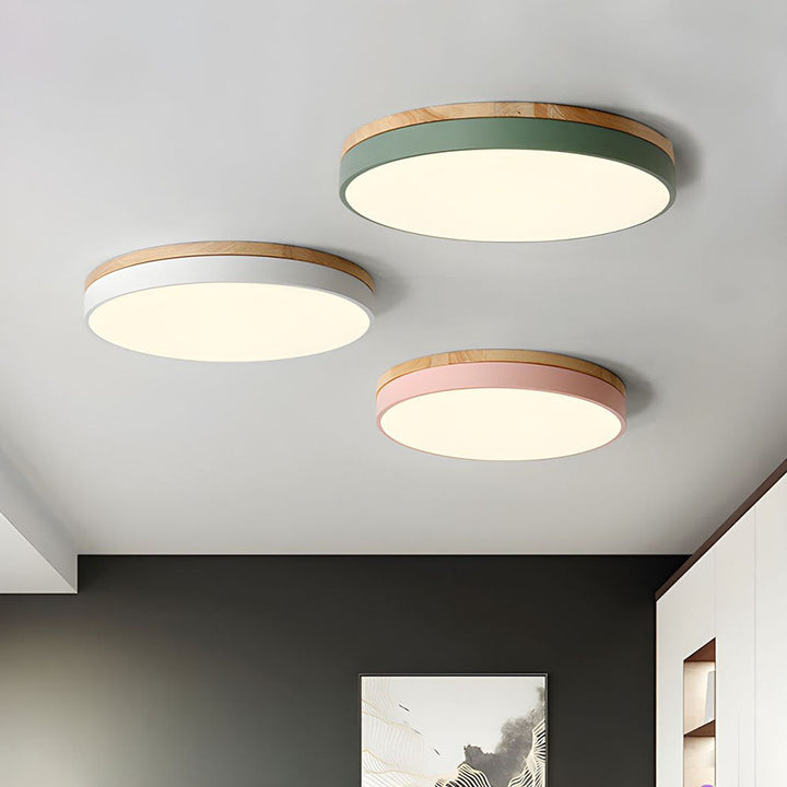 Natural Wood Flush Mount Ceiling Light