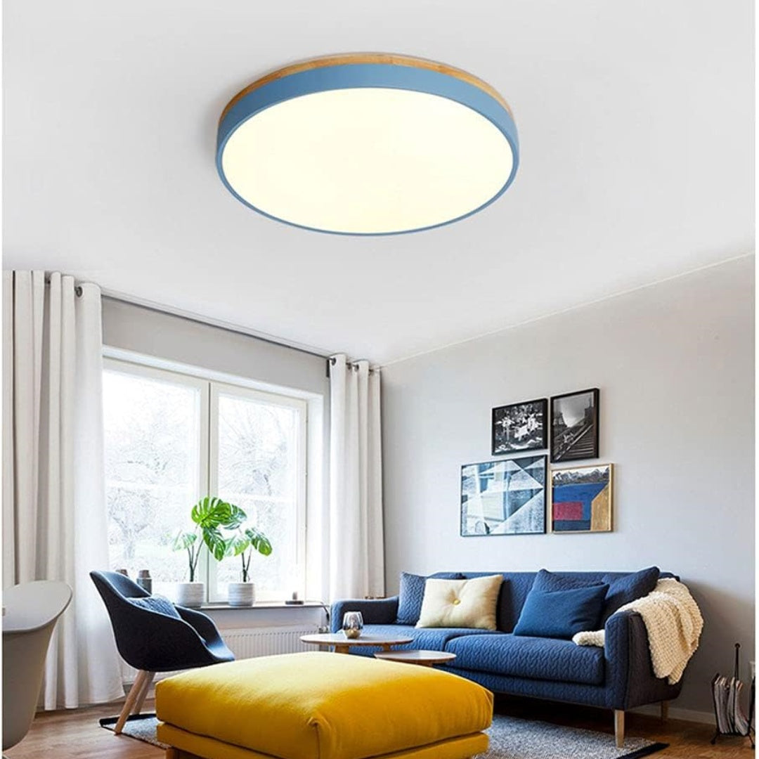 Natural Wood Flush Mount Ceiling Light