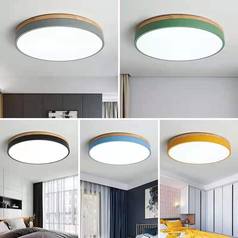Natural Wood Flush Mount Ceiling Light