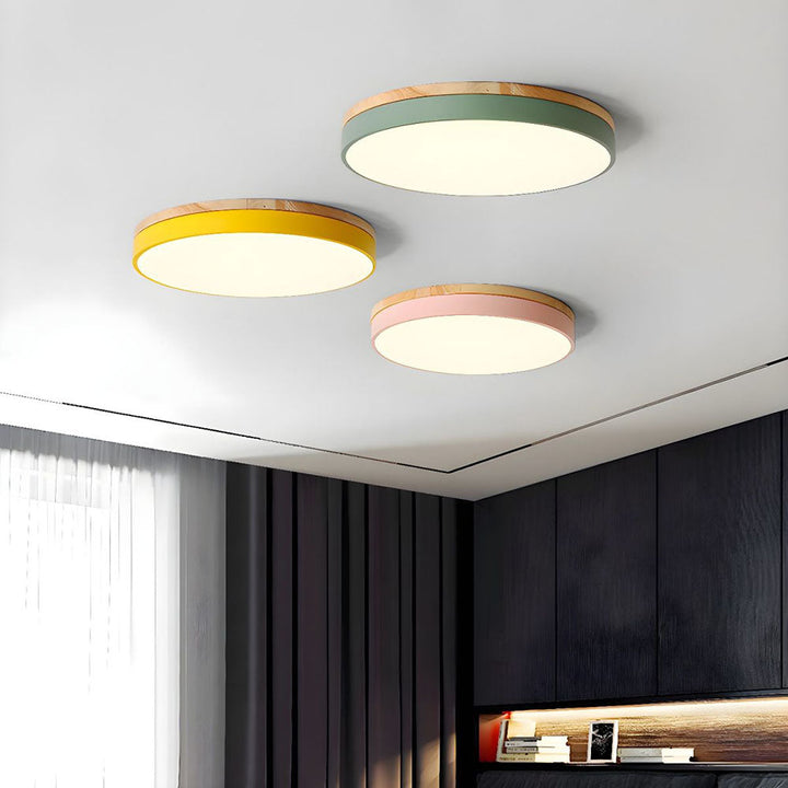 Natural Wood Flush Mount Ceiling Light