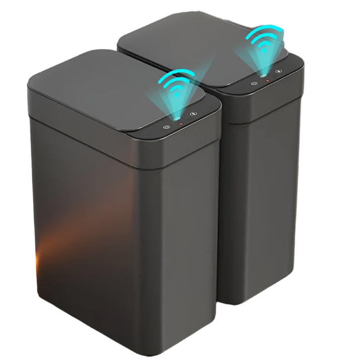 Set of 2 Smart Sensor Trash Bins – Touchless and Compact (Black) | Kalsten