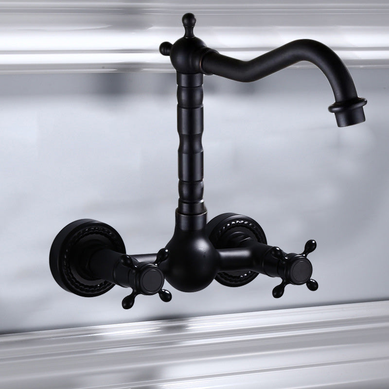 Kalsten | Black Wall-Mounted Bathroom Faucet American Classic Widespread Sink Faucet