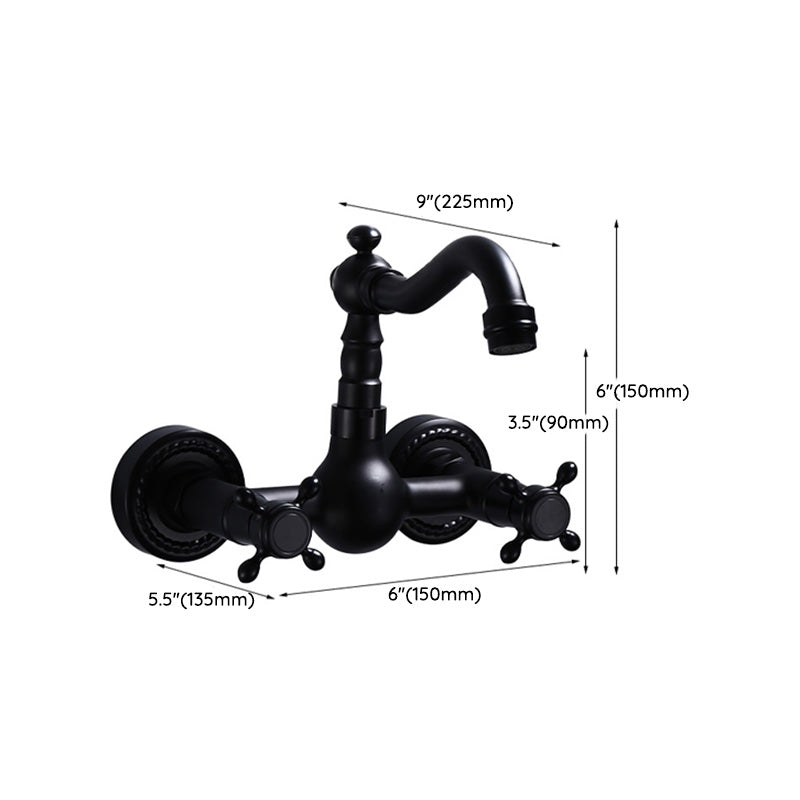 Kalsten | Black Wall-Mounted Bathroom Faucet American Classic Widespread Sink Faucet