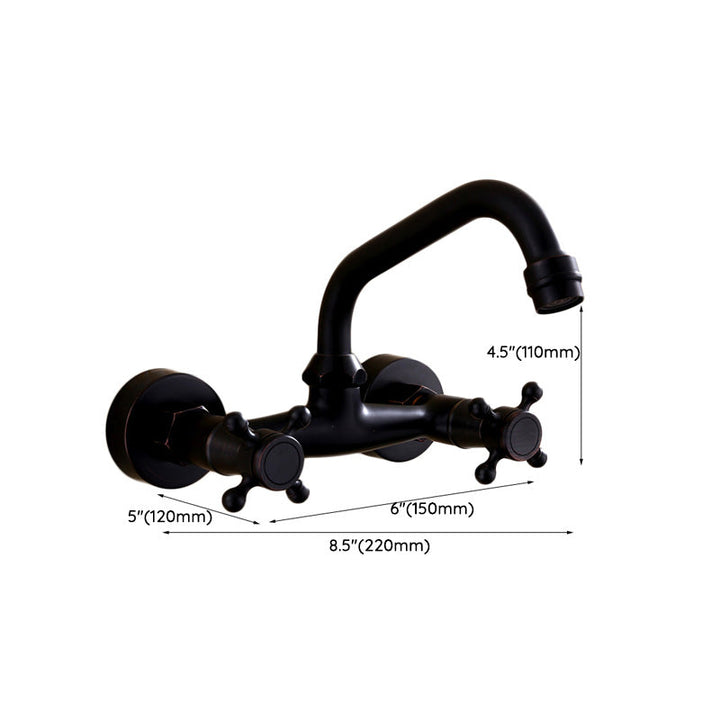 Kalsten | Black Wall-Mounted Bathroom Faucet American Classic Widespread Sink Faucet