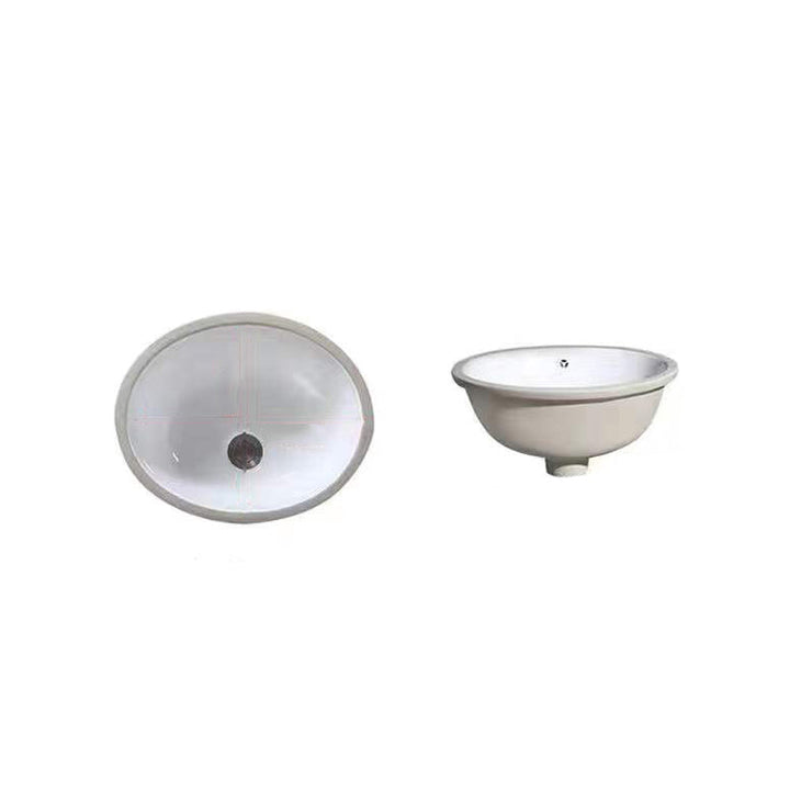 Kalsten | Modern Under-mount Sink Oval Porcelain with Pop-Up Drain Sink