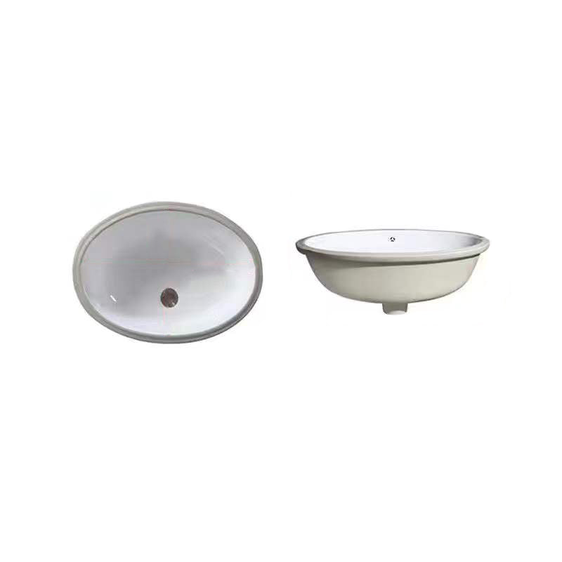 Kalsten | Modern Under-mount Sink Oval Porcelain with Pop-Up Drain Sink