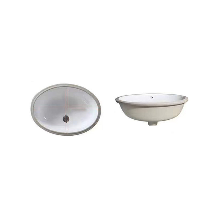 Kalsten | Modern Under-mount Sink Oval Porcelain with Pop-Up Drain Sink