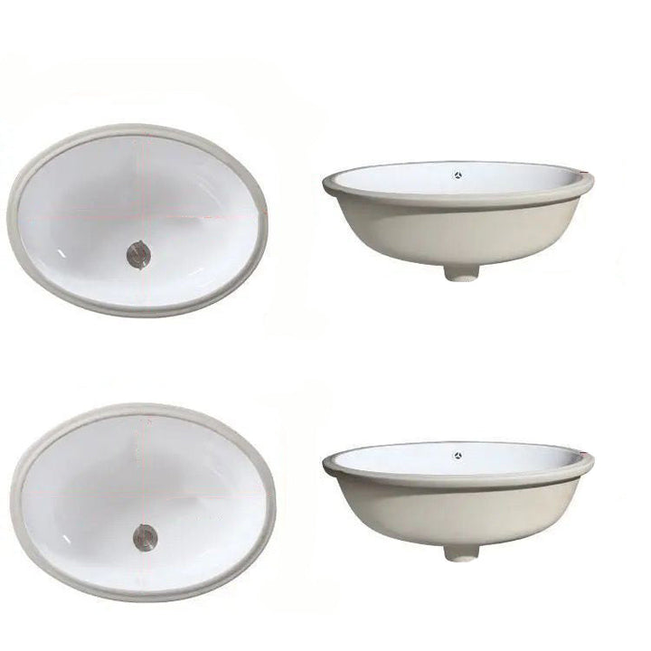 Kalsten | Modern Under-mount Sink Oval Porcelain with Pop-Up Drain Sink