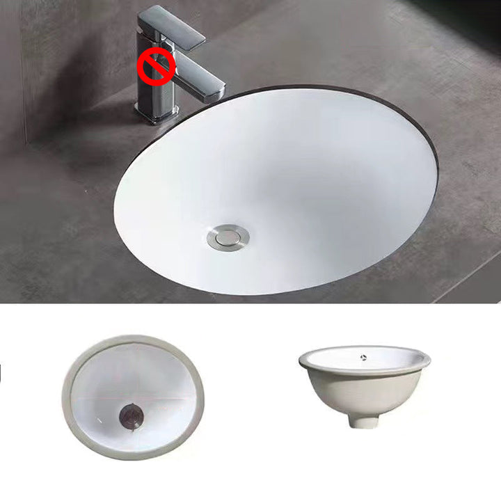 Kalsten | Modern Under-mount Sink Oval Porcelain with Pop-Up Drain Sink