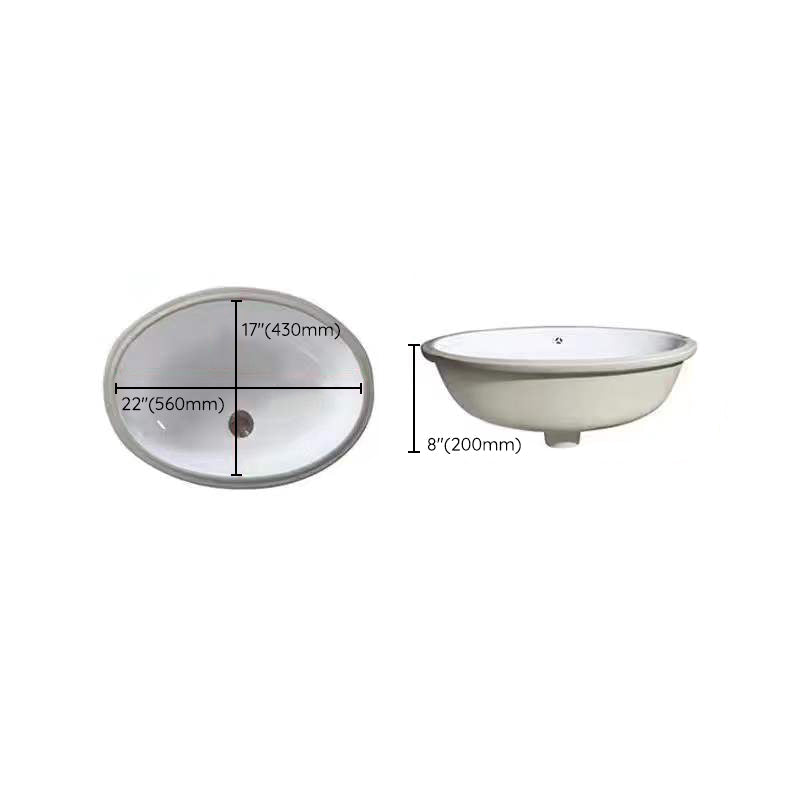 Kalsten | Modern Under-mount Sink Oval Porcelain with Pop-Up Drain Sink