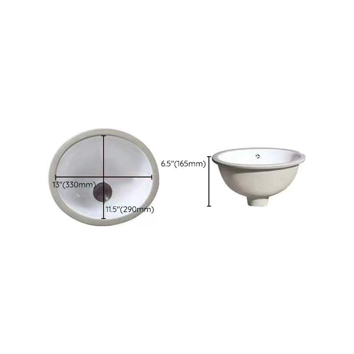 Kalsten | Modern Under-mount Sink Oval Porcelain with Pop-Up Drain Sink