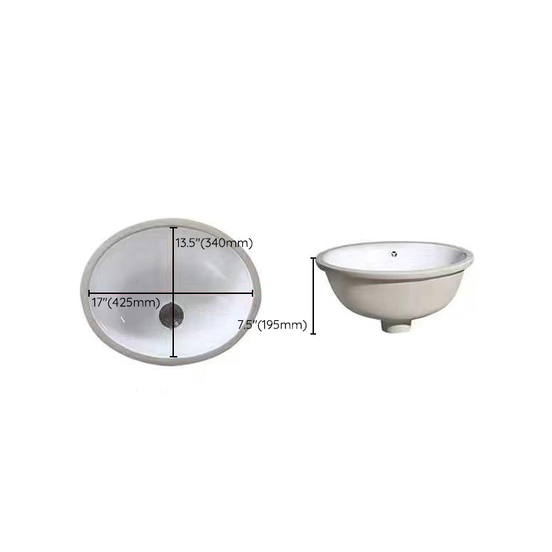Kalsten | Modern Under-mount Sink Oval Porcelain with Pop-Up Drain Sink